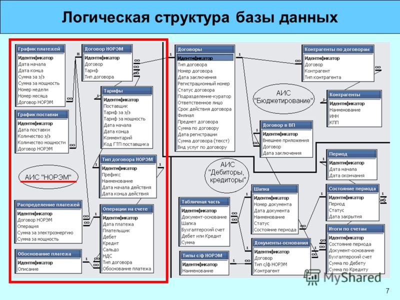 Состав базы данных