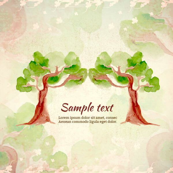 Watercolor illustration with trees vector