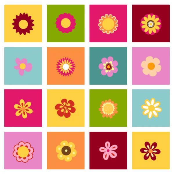 Set of flat icon flower icons vector