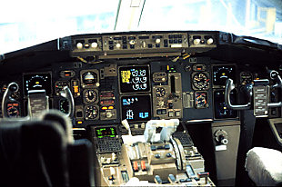 The cockpit of a typical Boeing 767