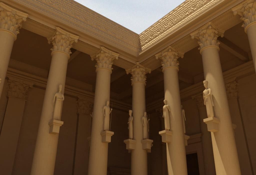 An impressive 3D model of columns outside a classical building created with photogammetry