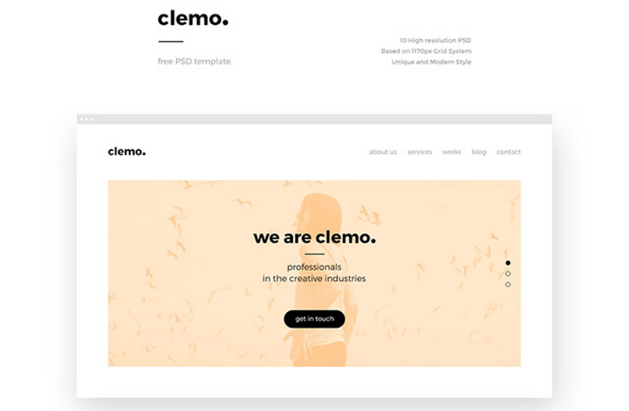 Clemo: A free PSD template for companies