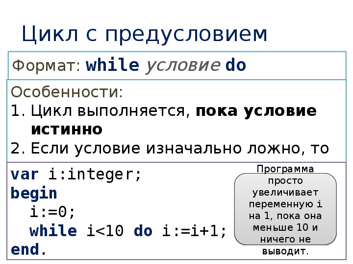 Язык с цикл while