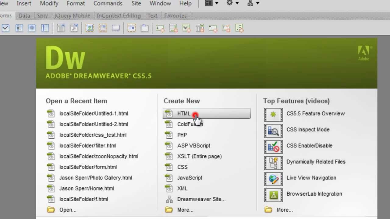 Создание динамических сайтов средствами dreamweaver