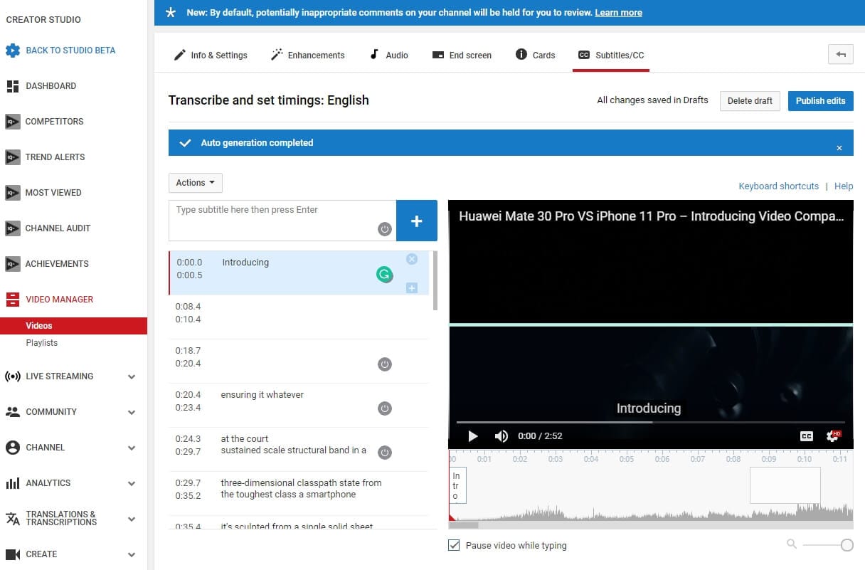 YouTube Automatic Subtitles Generator