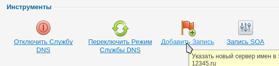 добавить запись dns в plesk