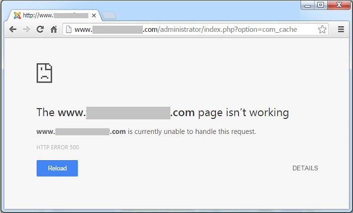 Исправление ошибки 500 в браузере Google Chrome