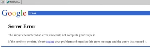 Скриншот ошибки 500 Internal Server Error