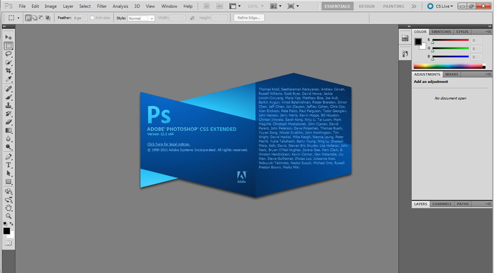 Adobe Photoshop CS5 запуск