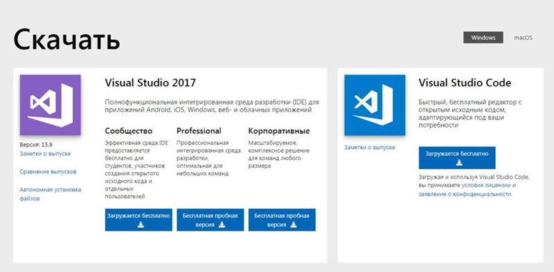 Какие основные элементы входят в состав среды разработки visual studio