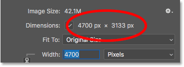 How to find the pixel dimensions (width and height) of an image in Photoshop