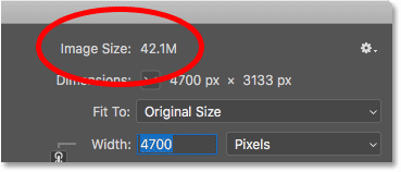 How to calculate the file size of an image in Photoshop