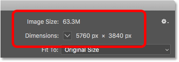 The current size of the image