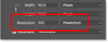Ignore the Resolution value when resampling an image for email or photo sharing in Photoshop