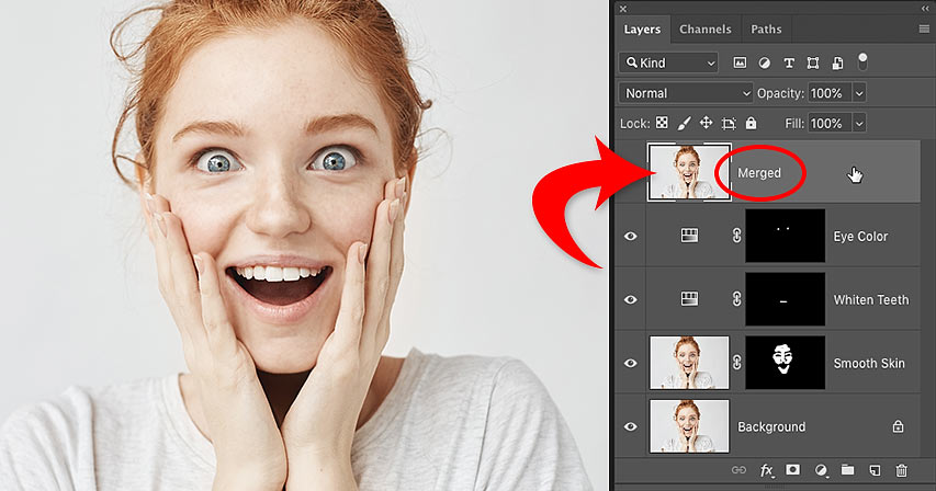 How to merge all layers onto a new layer without flattening your image in Photoshop