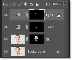 Selecting the top layer in the Layers panel in Photoshop