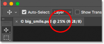The document tab displaying the current zoom level of the image in Photoshop.