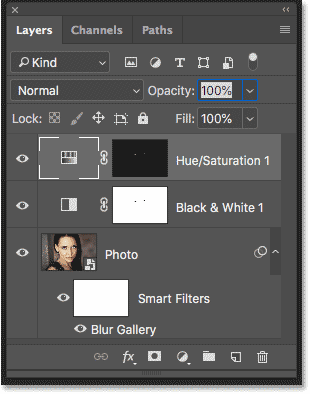 The Layers panel showing the layers used to create the effect in Photoshop