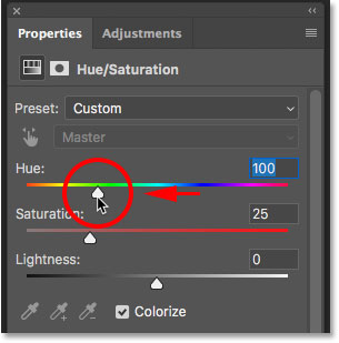 Changing the eye color in the smart object