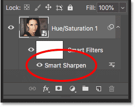 Applying Smart Sharpen to a smart object converted it to a smart filter in Photoshop