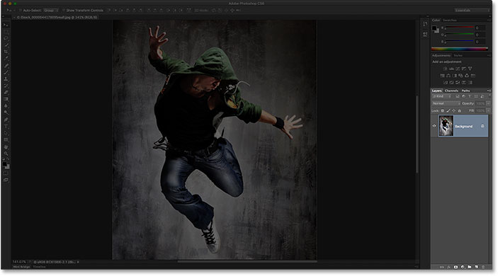 The Layers panel opens in the lower right of the Photoshop interface.