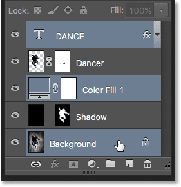 Selecting non-contiguous layers in Photoshop.