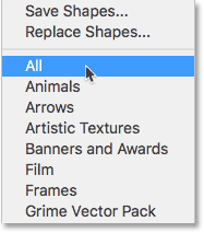 Loading all of the custom shape sets into Photoshop.