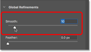 Increasing the Smooth value in Select and Mask