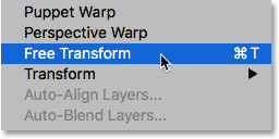 Free Transform command in Edit menu in Photoshop