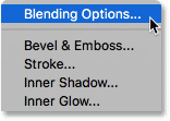 Blending Options in Layers panel menu in Photoshop