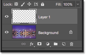 Photoshop new blank layer added in Layers panel