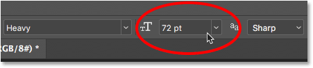 Photoshop font size option in Options Bar