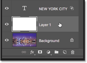 Selecting Layer 1 in Layers panel in Photoshop