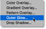 Choosing an Outer Glow layer style for the text