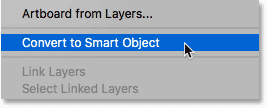 Converting the Type layer into a Smart Object in Photoshop