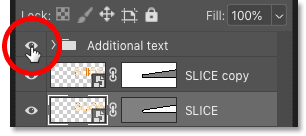 Turning on the additional text in the Photoshop document