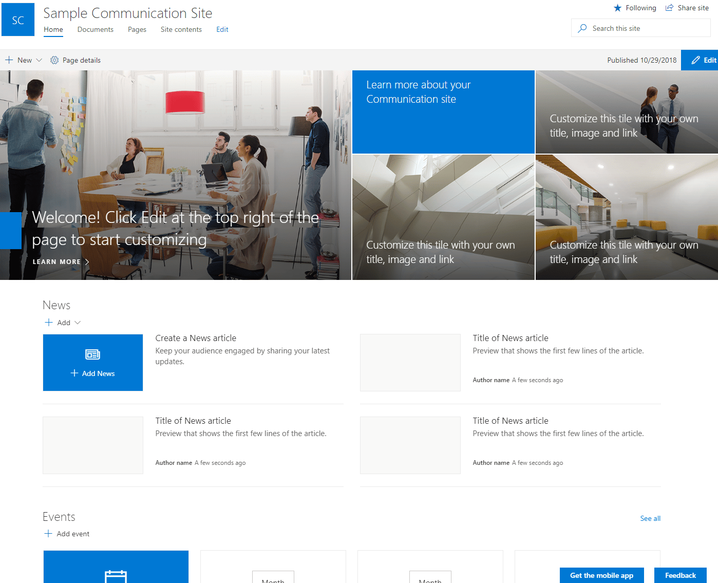 Communication Site in SharePoint