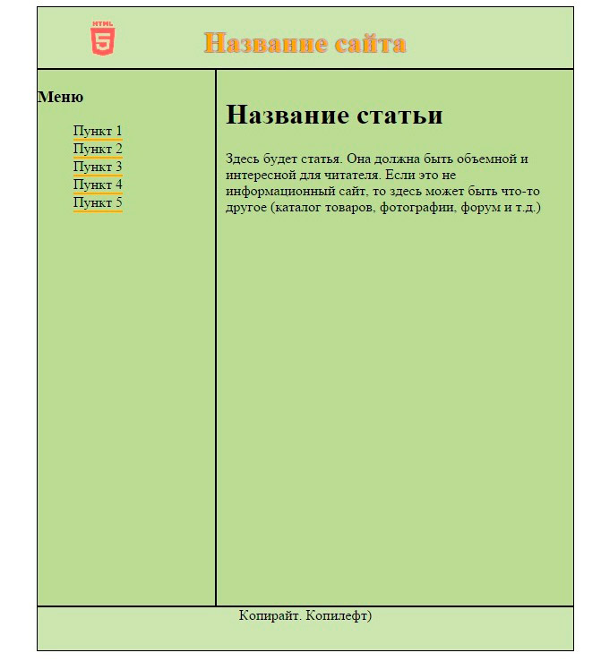 Пошаговое создание сайта html