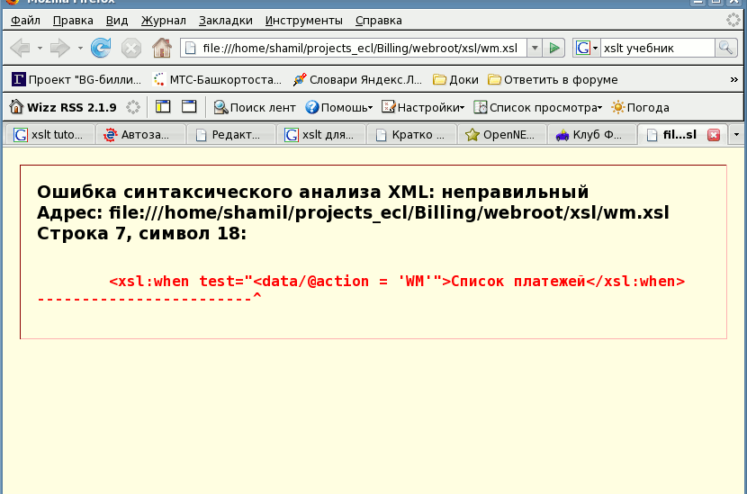 Файл параметров программы не является корректным документом xml