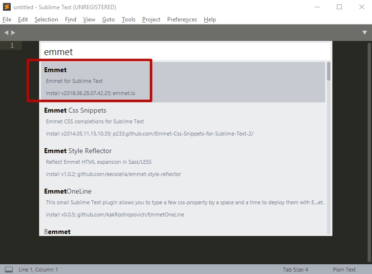 Как установить emmet в sublime text 3