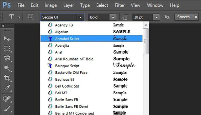 как установить новый шрифт в photoshop cs6