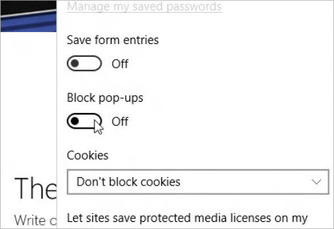 Enable / Disable Pop-up blocker in Edge Browser
